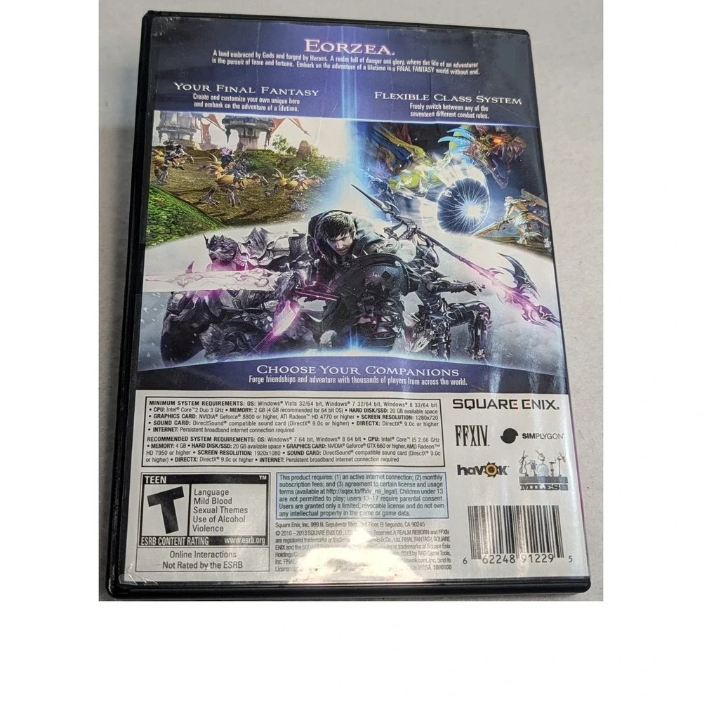 Final Fantasy XIV A Realm Reborn PC DVD-ROM Game Square Enix Used Codes